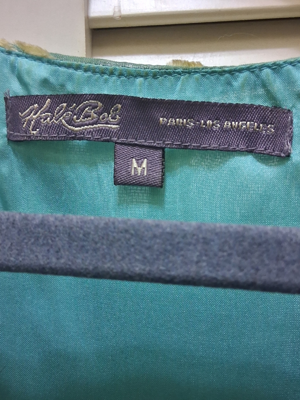 Hale Bob Silk Teal & Gold Velvet Burnout Dress - Picture 4 of 6